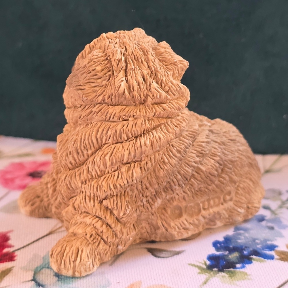 United Design Corp Shar Pei Figurine Small Tan Good 1988 UDC Dog Sculpture - Picture 3 of 7